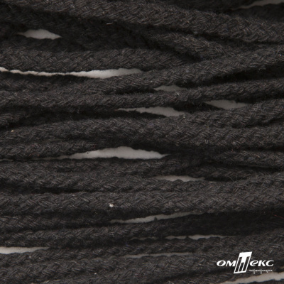 Шнур плетеный d-6 мм круглый, 70% хлопок 30% полиэстер, уп.90+/-1 м, цв.1078-черный - купить в Улан-Удэ. Цена: 588 руб.