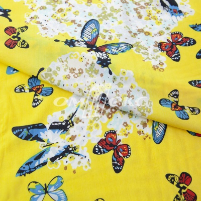 Плательная ткань "Софи" 7.2, 75 гр/м2, шир.150 см, принт бабочки - купить в Улан-Удэ. Цена 241.49 руб.