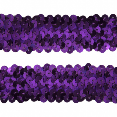 Тесьма с пайетками 12, шир. 30 мм/уп. 25+/-1 м, цвет фиолет - купить в Улан-Удэ. Цена: 1 098.48 руб.