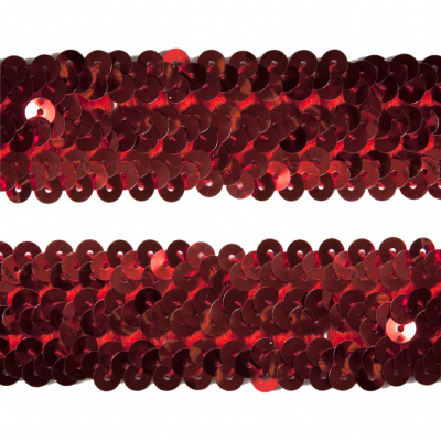 Тесьма с пайетками 3, шир. 30 мм/уп. 25+/-1 м, цвет красный - купить в Улан-Удэ. Цена: 1 087.39 руб.