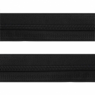 Рулонная молния с покрытием PVC спираль тип 3 (упак.270м) -черная с полосой СВО - купить в Улан-Удэ. Цена: 12.74 руб.