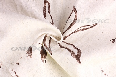 Портьерная ткань лен-печать "Розабель", С1 (молоко+венге), 280 см - купить в Улан-Удэ. Цена 707.11 руб.