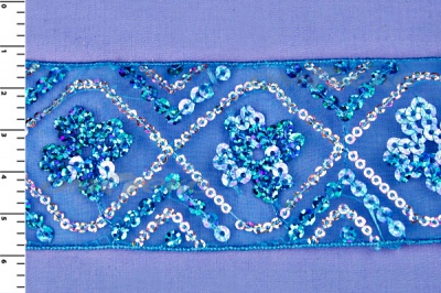 Тесьма плетеная с пайетками 55мм - купить в Улан-Удэ. Цена: 1 006.19 руб.