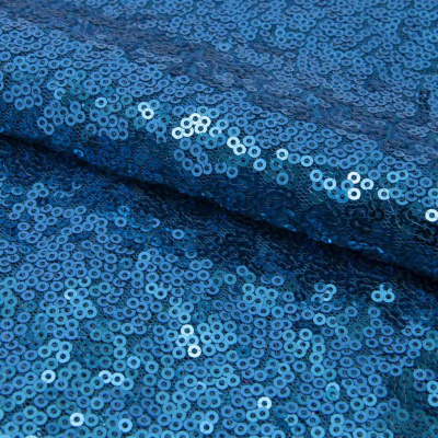 Сетка с пайетками №18, 188 гр/м2, шир.140см, цвет голубой - купить в Улан-Удэ. Цена 458.76 руб.