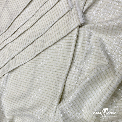 Ткань костюмная с пайетками, 100%полиэстр, 460+/-10 гр/м2, 150см #309 - цв. молочный - купить в Улан-Удэ. Цена 1 203.93 руб.