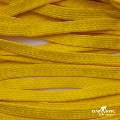 Шнур плетеный (плоский) d-12 мм, (уп.90+/-1м), 100% полиэстер, цв.269 - жёлтый - купить в Улан-Удэ. Цена: 8.71 руб.