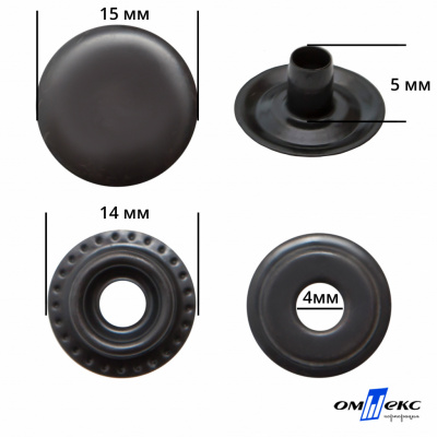 Кнопка металлическая кольцевая, 15 мм (уп. 720+/-20 шт), цвет оксид - купить в Улан-Удэ. Цена: 1 286.95 руб.