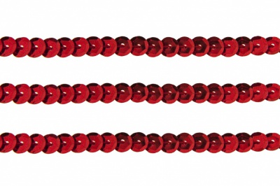 Пайетки "ОмТекс" на нитях, SILVER-BASE, 6 мм С / упак.73+/-1м, цв. 3 - красный - купить в Улан-Удэ. Цена: 468.37 руб.
