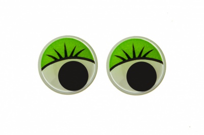 Глазки для игрушек, круглые, с бегающими зрачками, 15 мм/упак.50+/-2 шт, цв. -зеленый - купить в Улан-Удэ. Цена: 113.01 руб.