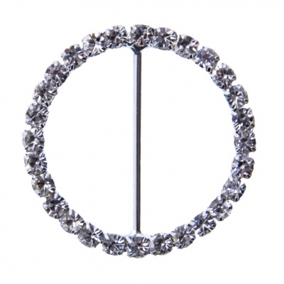 EZ-8228-Шлевка со стразами, круглая, шир.28 мм, цв.-никель  - купить в Улан-Удэ. Цена: 41.65 руб.