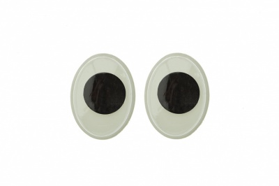 Глазки для игрушек, овальные, с бегающими зрачками, 16 х 12 мм/упак.50+/-2 шт, цв.-черно-белые - купить в Улан-Удэ. Цена: 60.60 руб.