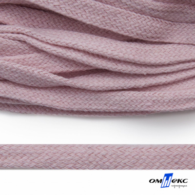 Шнур плетеный d-8 мм плоский, 70% хлопок 30% полиэстер, уп.85+/-1 м, цв.1019-св.розовый - купить в Улан-Удэ. Цена: 735 руб.