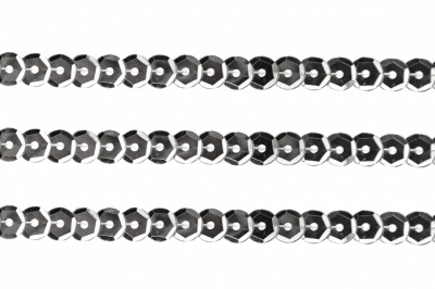 Пайетки "ОмТекс" на нитях, SILVER-BASE, 6 мм С / упак.73+/-1м, цв. 1 - серебро - купить в Улан-Удэ. Цена: 468.37 руб.