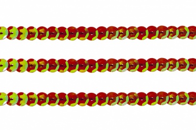 Пайетки "ОмТекс" на нитях, CREAM, 6 мм С / упак.73+/-1м, цв. 96 - красный - купить в Улан-Удэ. Цена: 484.77 руб.