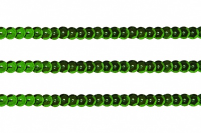 Пайетки "ОмТекс" на нитях, SILVER-BASE, 6 мм С / упак.73+/-1м, цв. 4 - зеленый - купить в Улан-Удэ. Цена: 484.77 руб.