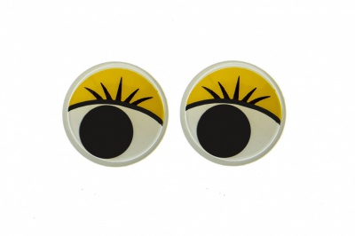 Глазки для игрушек, круглые, с бегающими зрачками, 15 мм/упак.50+/-2 шт, цв. -желтый - купить в Улан-Удэ. Цена: 113.01 руб.