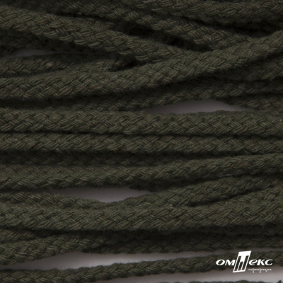 Шнур плетеный d-6 мм круглый, 70% хлопок 30% полиэстер, уп.90+/-1 м, цв.1075-хаки - купить в Улан-Удэ. Цена: 588 руб.