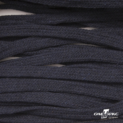 Шнур плетеный d-8 мм плоский, 70% хлопок 30% полиэстер, уп.85+/-1 м, цв.1010-т.синий - купить в Улан-Удэ. Цена: 735 руб.