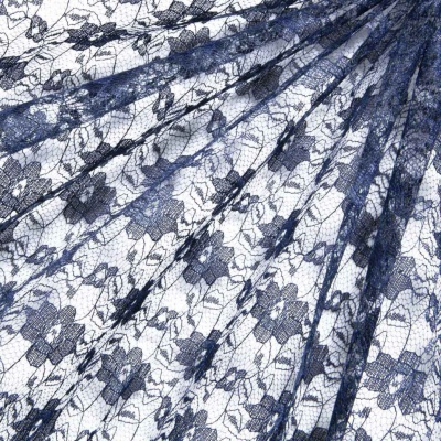 Кружевное полотно гипюр 10102, шир.150 см, цвет т.синий/dark blue - купить в Улан-Удэ. Цена 177.14 руб.