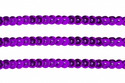 Пайетки "ОмТекс" на нитях, SILVER-BASE, 6 мм С / упак.73+/-1м, цв. 12 - фиолет - купить в Улан-Удэ. Цена: 300.55 руб.