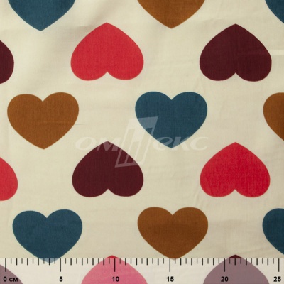 Плательная ткань "Софи" 21.1, 75 гр/м2, шир.150 см, принт сердечки - купить в Улан-Удэ. Цена 241.49 руб.